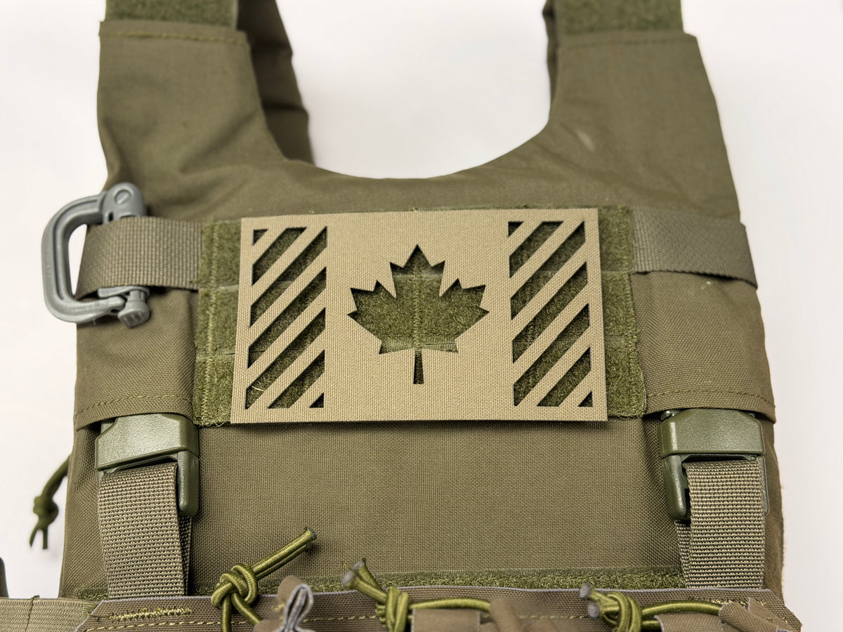 Custom Laser-Cut Canadian Flag patch - Ranger Green