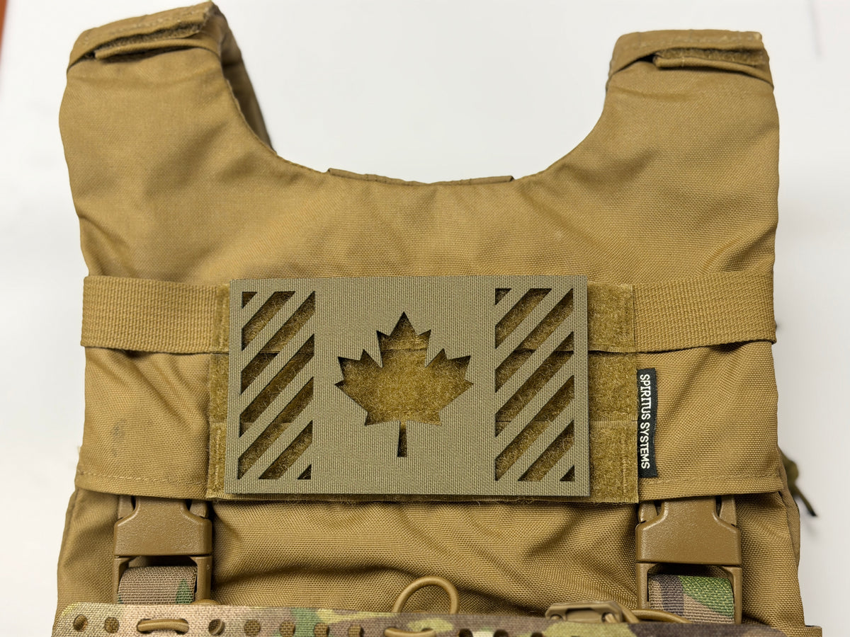 Custom Laser-Cut Canadian Flag patch - Ranger Green