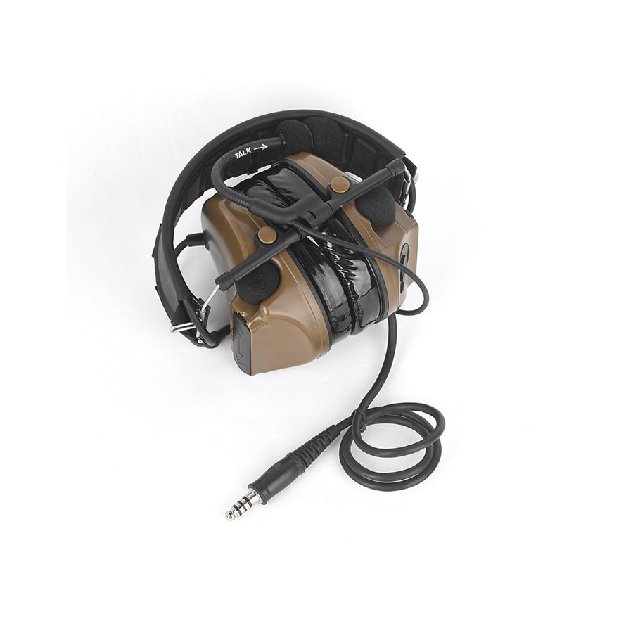 Casque Airsoft Tomtac II Avec Mic Boom Radio - Style Peltor, Brun Fauve