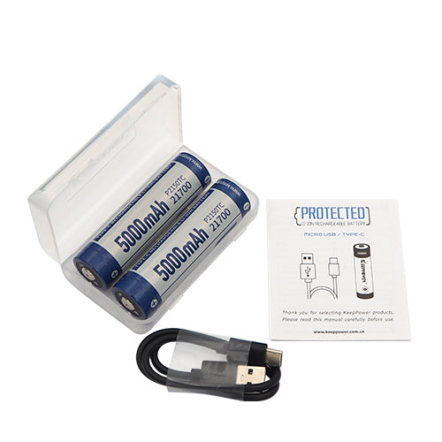 Keep Power TYPE-C USB 21700 3.6V 5000mAh Rechargeable Battery (2pcs)