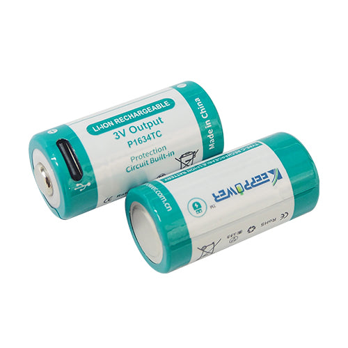 Keep Power TYPE-C USB RCR123A 3V 1000mAh Rechargeable Li-ion Battery (2pcs)